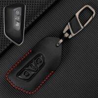 ☒❐ For VW Skoda Octavia Seat Leon Ateca Golf8 Golf R Mk8 GTI GTD Auto Key Chain Ring Case Cover Shell Protect 3 Button PU Leather