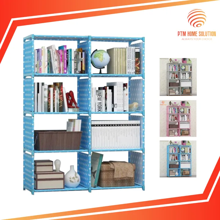 ⭐双排书柜书架自由组合加固储物收纳柜整理架⭐Double Row 8 Column Bookcase Bookshelf