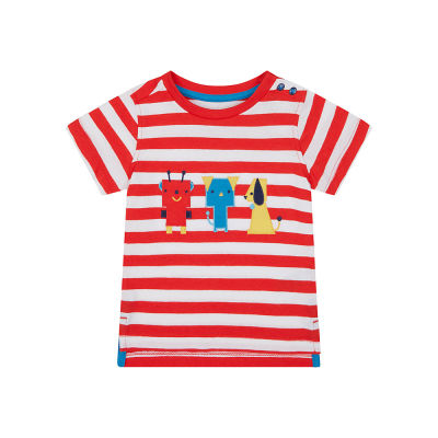 เสื้อยืดเด็กผู้ชาย Mothercare red stripe robot t-shirt YC359