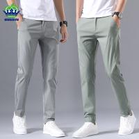 2023 New Spring Summer Casual Pants Men Slim Fit Fashion Trousers Male Plus Size 36 38 Cotton Brand black Grey Light green Pants