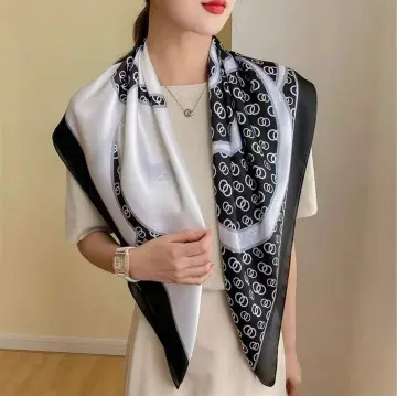 Luxury brand Royal Black gold satin silk scarf Women Brand Fashion Scarf  Large Shawls Pashmina Hijab Foulard Design Retro flower