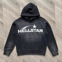 23SS สไตล์ใหม่ วินเทจ Hellstar สตูดิโอเสื้อกันหนาวหมวกผู้ชายผู้หญิงล้างเถ้า Pullovers ขนาดใหญ่