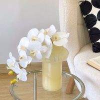 MUJI High-end second-hand glass vase ins style high-value flower arrangement water-raising living room decorations fake flowers simulation flowers dried flowers