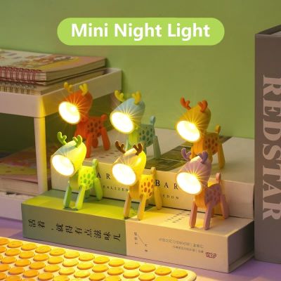LED Night Light Mini Cute Pet Light Kawaii Gift Cartoon Dog Deer Folding Table Lamp Kids Room Bedside Bedroom Living Room Decor