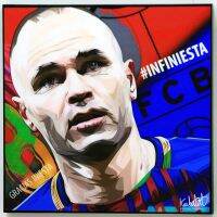 Andres Iniesta บาร์เซโลนาฟุตบอลดีคอลตกแต่งฟุตบอลการวาดรูปภาพกรอบศิลปะป๊อป