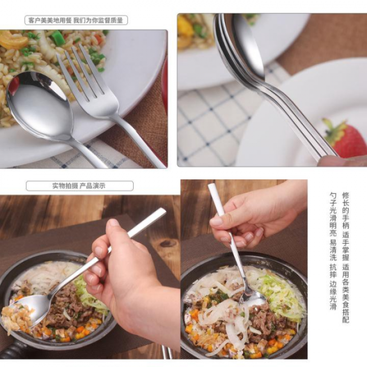 korean-stainless-steel-thickening-spoon-and-fork-cutlery-square-shank-tableware