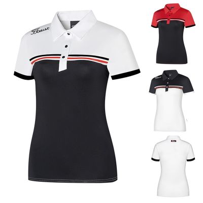 New golf clothing womens black breathable perspiration quick-drying self-cultivation and slimming suit FootJoy PEARLY GATES  DESCENNTE Honma Mizuno G4▣✐