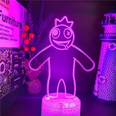 ZZOOI Rainbow Friend 3d Nightlight For Bedroom Decor Anime Action Figure With Remote Cotroller Colorful Change Light For Kid Xmas Gift