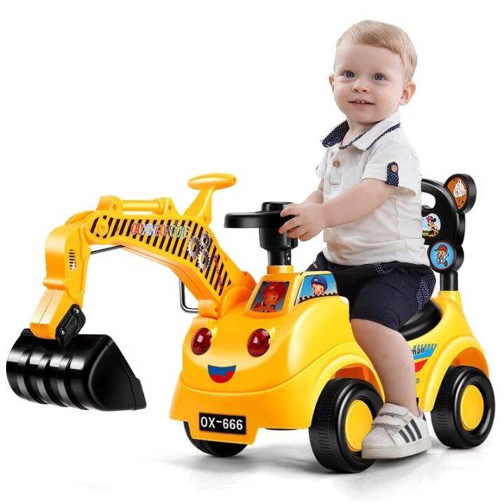 Children's excavator can sit and ride on engineering vehicles large