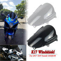 สำหรับSuzuki GSXR1000 GSXR 1000 GSX-R 1000 2017 2018 2019 Double Bubbleกระจกหน้ารถกระจกหน้ารถPare-Briseอุปกรณ์เสริมรถจักรยานยนต์