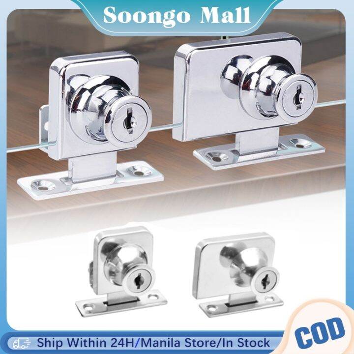 Zinc Alloy Single Double Door Push Sliding Lock 58mm Glass