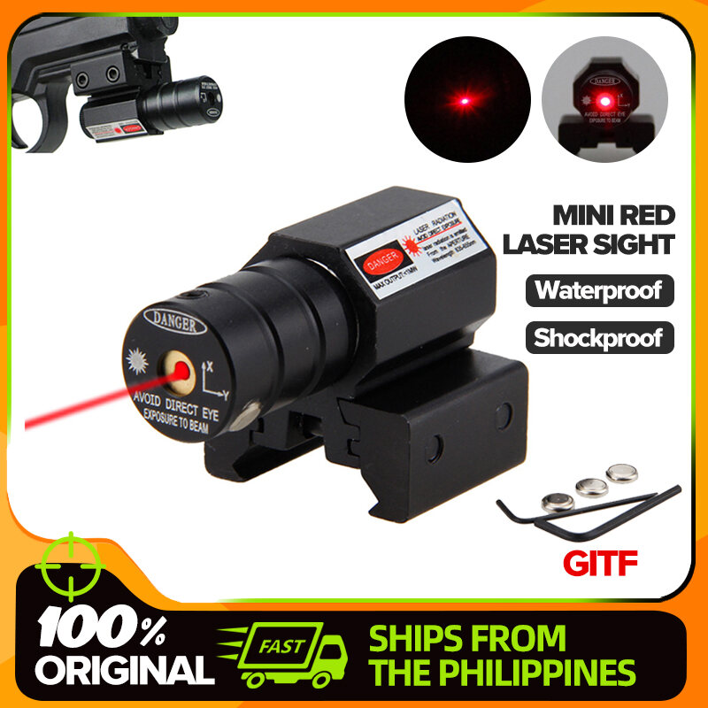 Tactical LED Flashlight Combo Red Laser Sight Scope Mount for 11/20mm Rail Rifle 