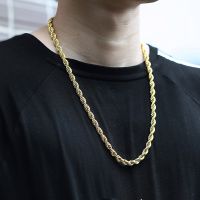 【DT】hot！ 3/5/7mm Minimalist Rope Chain Necklace Never Fade Choker Men Gold Color