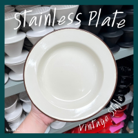 Stainless Plate จานสแตนเลส จานวินเทจ จานโบราณ จานข้าว จานคาเฟ่ จานขนม จานเค้ก งานวินเทจ งานโบราณ จานสังกะสี จานเคลือบสี