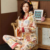 Pure Cotton Sleepwear Women Plus Size Pajama Set Autumn Winter Long Sleeve Homewear Female Cute Peach Print Loungewear Home Suit