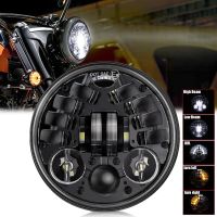 สีดำ5.75มอเตอร์ไซค์ Inch ไฟฟน้า LED สำหรับ Dyna Softail Sportster 1200 XL883 FXCW 5 3/4 Led DRL ไฟหน้าโปรเจคเตอร์