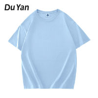 Du Yan เสื้อยืดแขนสั้นสำหรับทั้งหญิงและชายผ้าฝ้ายสะพายไหล่ทรงหลวมคุณภาพดี