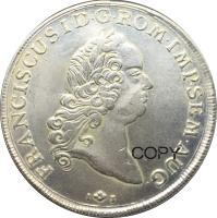 เหรียญเยอรมันรัฐ1765 1 Thaler Franz I Cupronickel ชุบเงิน