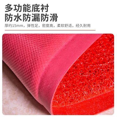 [COD] all-red wordless floor mat pvc plastic wire ring non-slip waterproof elevator kitchen bathroom festive