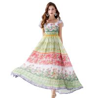 Womens Dress New Fashion Spring/Summer New  High Class  Dress Print  Maxi Dress