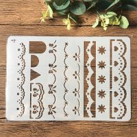 26cm Lace Flower Line Edge DIY Craft Layering Stencils Painting Scrapbooking Stamping Embossing Album Paper Card Template Rulers  Stencils