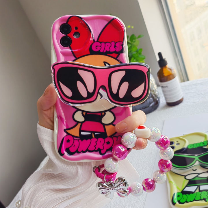 เคสสำหรับ-huawei-mate-30-40-pro-nova-11-7-pro-7se-พวงกุญแจเคสมือถือ-powerpuff-ครีมผู้หญิง-wave-edge-แว่นตากันแดดมือตัวยึดตัวจับ-pearl-chain-ปลอกซิลิโคนนิ่มดีไซน์ใหม่กันกระแทก-ins-ป้องกันเลนส์3d-น่ารัก