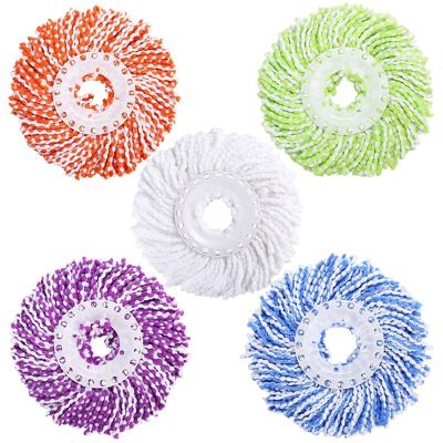 Microfiber Cotton Spin Mop Heads Replacement - 5 Pack Refills Compatible 360 Spinning Magic Mops - Round Shape Standard Size M
