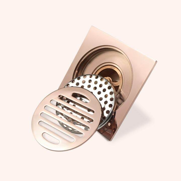 brass-shower-drain-black-gold-bathroom-square-floor-drainer-trap-waste-grate-round-cover-anti-odor-hair-strainer-floor-drain-by-hs2023