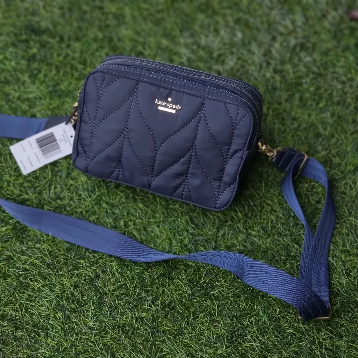 Kate Spade Navy Blue Ellie Double Zip Women's Nylon Camera Bag Lazada PH