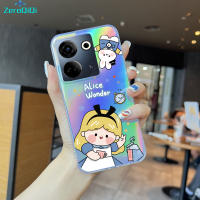 ZeroQiQi เคสโทรศัพท์สำหรับ Tecno Camon 20 Pro Girls การ์ตูนอลิซสโนว์ไวท์เรนโบว์โทรศัพท์สลายเลเซอร์ใสขอบบางเฉียบ TPU นุ่มเป็นพิเศษเคสกันกระแทกมีสีสันสดใสในตัวเคสบัตรเลเซอร์