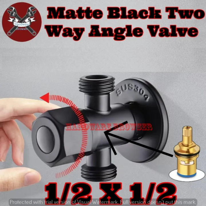 #62 1PCS Stainless Steel 304 Matte Black Two Way Angle Valve 1/2