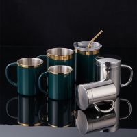 hotx【DT】 Wall Cup with Lid 304 Bottom Mug Beer Cups Drinking Glasses Thermal