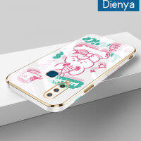 เคส Dienya สำหรับ Vivo Y17 Y15 Y12 Y11 Y16 Y12i Y35 5G Y56 5G ลายการ์ตูนน่ารักโชคดีใหม่กรอบสี่เหลี่ยมจัตุรัสชุบซิลิก้าเจลนิ่มกันกระแทกเคสมือถือรวมเลนส์กล้องถ่ายรูปฝาครอบป้องกัน