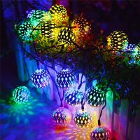 ZZOOI 10/20 LED Moroccan Ball String Lights Romantic Fairy String Lantern Light Hanging Garden Lamp Garlands Christmas Party Decor