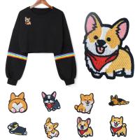 ตัวรีดติดเสื้อ สัตว์ งานฝีมือ ป้าย เย็บ เตารีด Corgi Dachshund Corgi แพทเทิร์นลายสุนัข งานปักเสื้อผ้า แพทช์ ผ้าเย็บผ้า