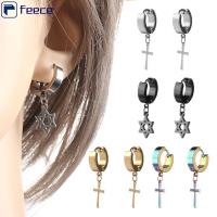 FEECE 1Pc เครื่องประดับ สแตนเลส ใส่ห่วง จี้ ต่างหู สตั๊ดหู ครอสสตาร์ห้อย