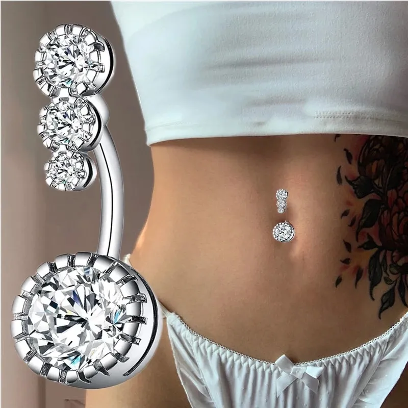 1pc Classic Crystal Belly Button Rings Zircon Drop Dangle Piercing Women  Body Je