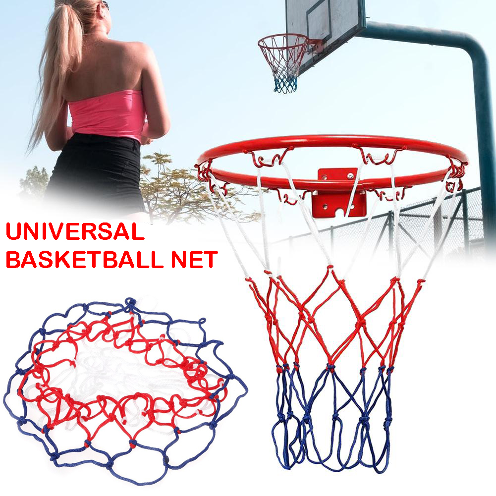 Red White Basketball Net Nylon Hoop Goal Rim Mesh Universal Blue 