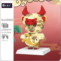 DAIA 66862 Chinese Zodiac Opera Fortune Gold Fish Bull Animal Model Mini Diamond Blocks Bricks Building Toy for Children no Box