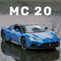 โมเดล MC20มาเซราติขนาด1:32รถโลหะผสมรถเสียงรถ Diecast ไฟคนรักของสะสมวันเกิดสำหรับเด็กของขวัญโลหะของเล่นเด็กผู้ชาย