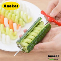 Anabeat 1ชิ้นคู่มือ Keluli Tahan Karat เครื่องขูดเส้นเกลียว Kentang Wor Timun Sayuran Spiral Pisau Ukiran Alat