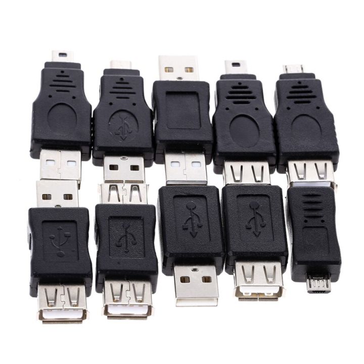 ：“{》 High Quality 10Pcs OTG 5Pin F/M Mini USB Micro Adapter Converter USB Male To Female Micro USB Adapter Gadgets
