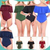 COD DSFGRDGHHHHH 【SH】Women Bikini Off Shoulder Ruffles One-piece Temperament High Waist Swimwear for Beach