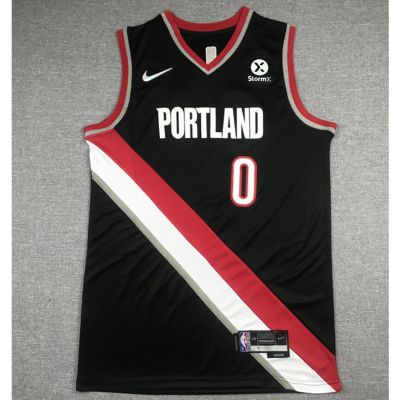 ใหม่ เสื้อเบลเซอร์ ลายครบรอบ 75 ปี NBA Portland Trail สําหรับผู้ชาย 2022 #0 เสื้อกีฬาบาสเก็ตบอล ปักลาย Damian Lillard สีดํา