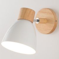 White 1Pcs Wooden Nordic Wall Lamp With Switch Modern Wall Sconce For Bedroom Living Room Home Lighting Macaroon 6 Color Steering Head E27