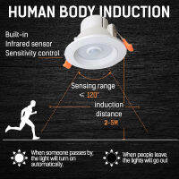 PIR Motion Sensor LED ดาวน์ไลท์ปิดภาคเรียน AC85-265V ไฟอัตโนมัติ DayWhite สมาร์ทสปอตไลสำหรับบันไดโรงรถทางเดินทางเดิน