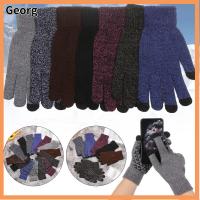 GEORG 1pair Thick Autumn Winter Men Women Outdoor Sport Touch Screen Gloves Sport Cycling Gloves Knitted Wool Mitts Full Finger Mittens