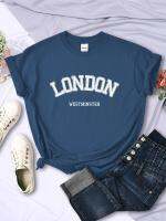 London Westminster Street Letter Tshirt Women Summer Breathable Crop Top Casual Sport Tee Clothes Sweat Cool Soft T-Shirt Female