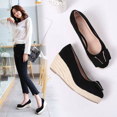 Han edition 2023 end of the spring and autumn period and the new round head documentary high slope with thick thick with lighter shoes work shoes straw