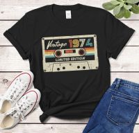 Vintage 1974 Cassette T-Shirt Made In 1974 48Th Birthday Years Old Gift For Mom Dad 48Th Birthday Idea Classic Shirt Cotton Tees 【Size S-4XL-5XL-6XL】